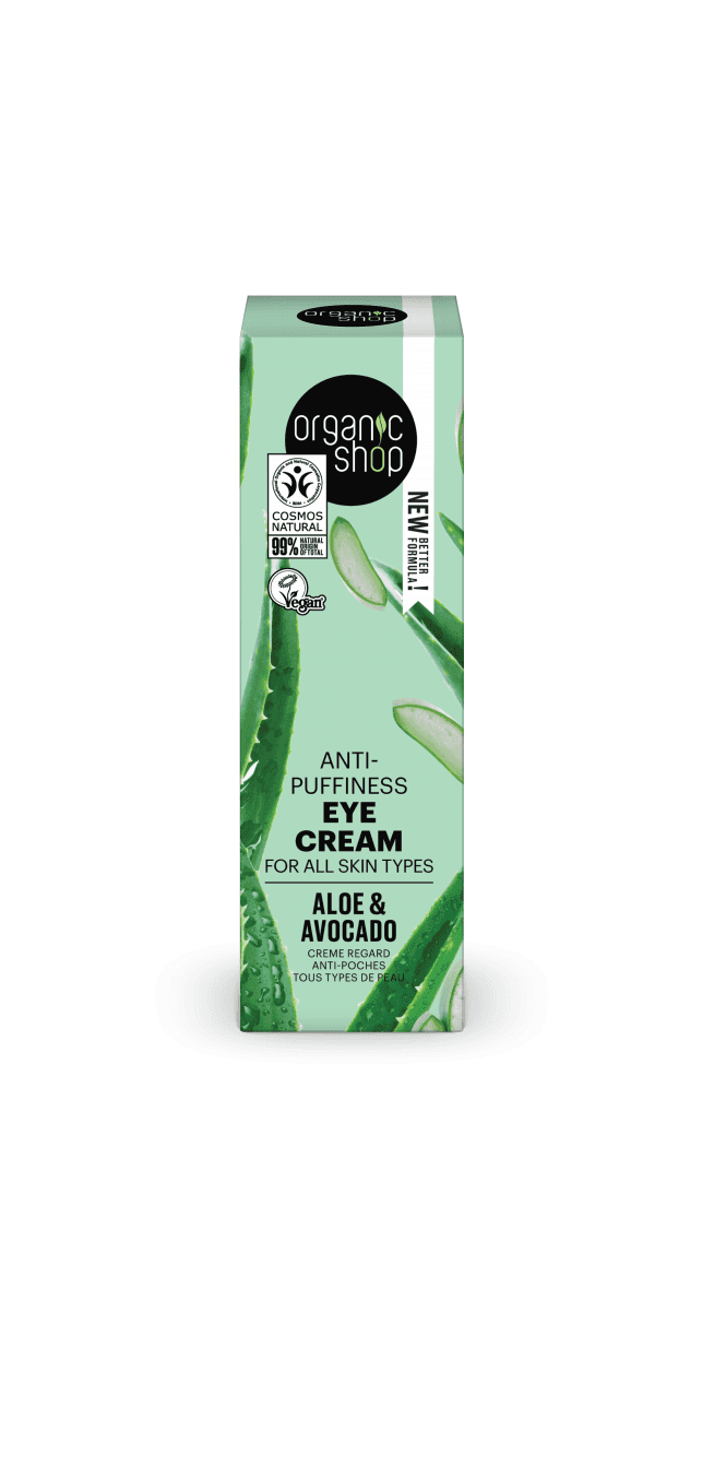 Organic Shop Anti-puffiness Eye Cream for all skin types Aloe and Avocado (30ml) - RRP £5.49