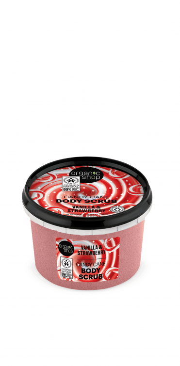 Organic Shop Candy Cane Body Scrub Vanilla and Strawberry (250ml) - RRP £5.49