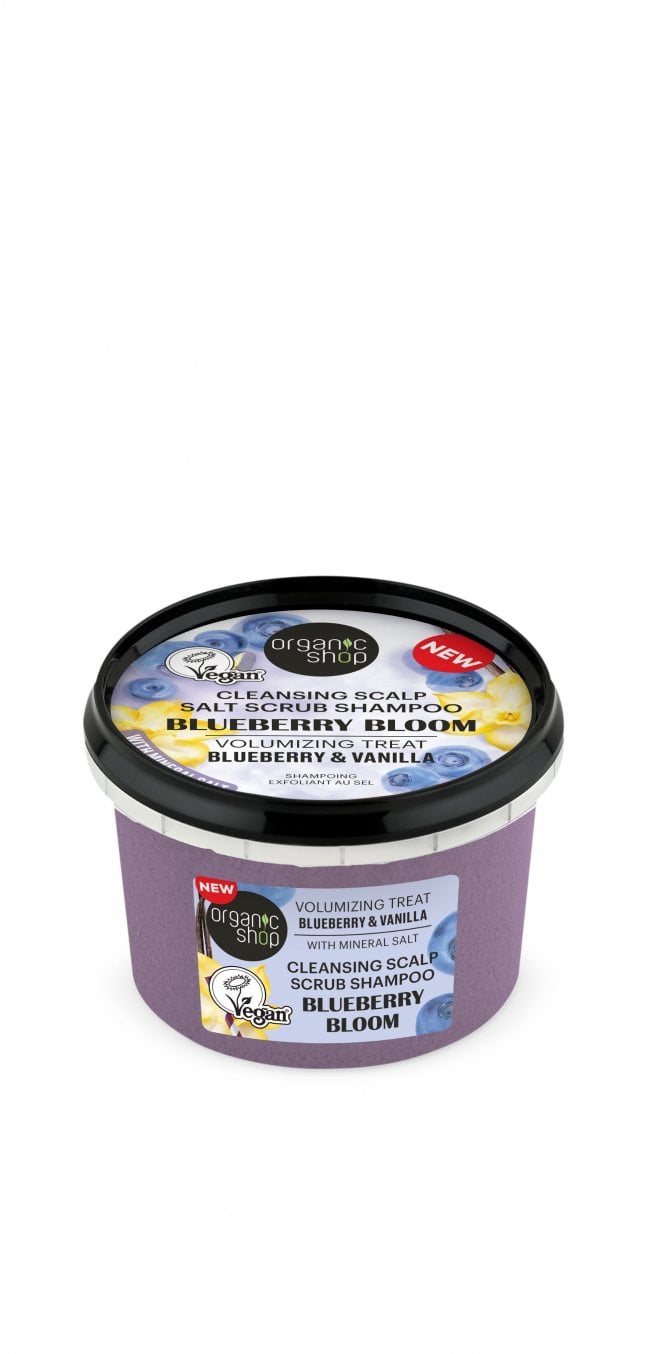 Organic Shop Cleansing Scalp Salt Scrub Shampoo Blueberry Bloom Volumizing Treat Blueberry & Vanilla (250ml) - RRP £5.99