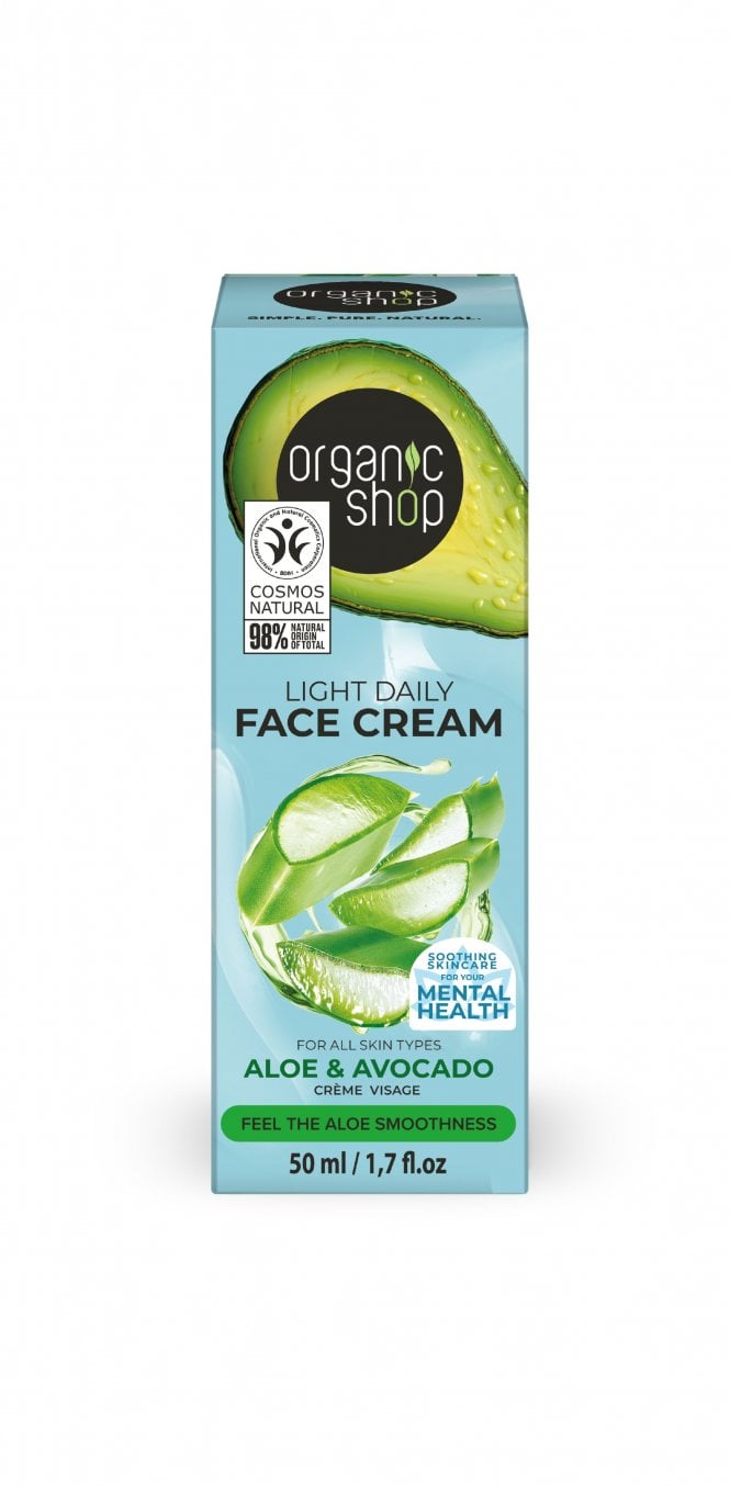 Organic Shop Light Daily Face Cream for all skin types Aloe and Avocado (50ml) - RRP £5.49