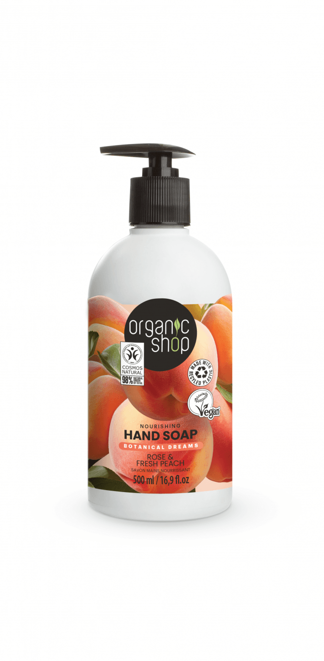 Organic Shop Nourishing Hand Soap Rose and Peach (500ml) - RRP £4.99