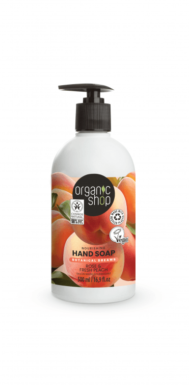 Organic Shop Nourishing Hand Soap Rose and Peach (500ml) - RRP £4.99