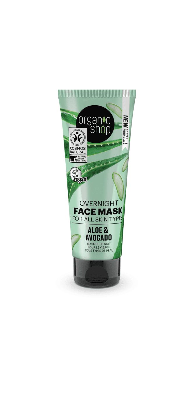 Organic Shop Overnight Face Mask for all skin types Aloe and Avocado (75ml) - RRP £5.49