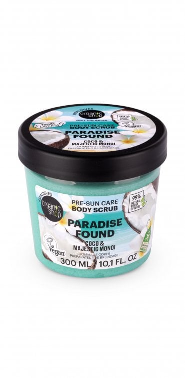 Organic Shop Paradise Found Pre-Sun Care Body Scrub. Coco & Majestic Monoi (300ml) - RRP £5.99